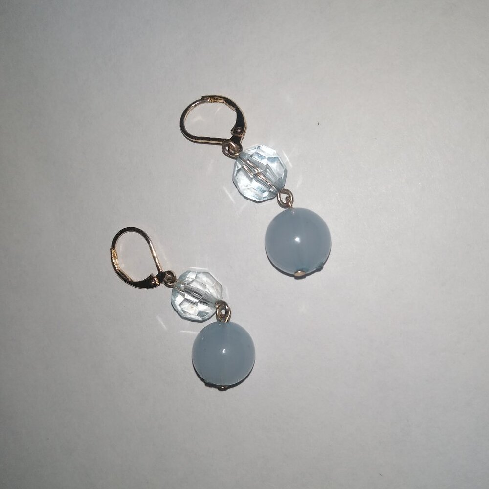Ladies' Dangly Earrings -- Pale Periwinkle & Blue Tinted Zirconia